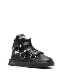 schwarze hohe Sneakers aus Leder von Roberto Cavalli