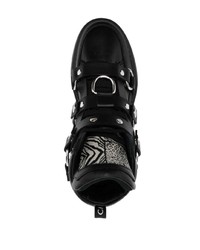 schwarze hohe Sneakers aus Leder von Roberto Cavalli