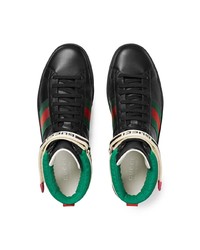 schwarze hohe Sneakers aus Leder von Gucci