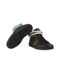 schwarze hohe Sneakers aus Leder von Gucci