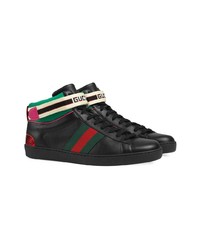 schwarze hohe Sneakers aus Leder von Gucci