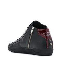 schwarze hohe Sneakers aus Leder von Leather Crown