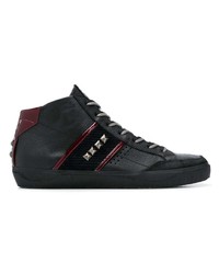 schwarze hohe Sneakers aus Leder von Leather Crown