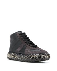 schwarze hohe Sneakers aus Leder von Maison Margiela