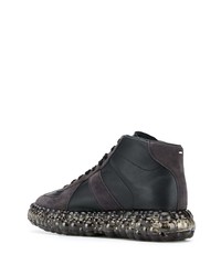 schwarze hohe Sneakers aus Leder von Maison Margiela