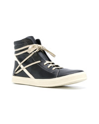 schwarze hohe Sneakers aus Leder von Rick Owens