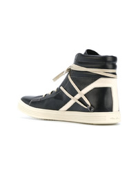 schwarze hohe Sneakers aus Leder von Rick Owens