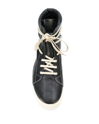 schwarze hohe Sneakers aus Leder von Rick Owens