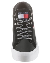 schwarze hohe Sneakers aus Leder von Tommy Jeans