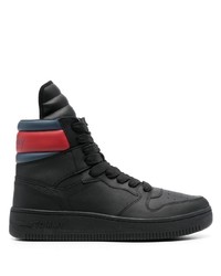 schwarze hohe Sneakers aus Leder von Tommy Jeans