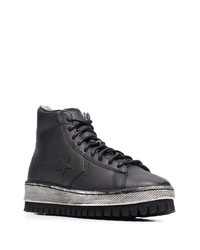 schwarze hohe Sneakers aus Leder von Converse