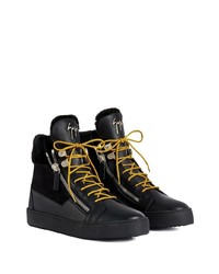 schwarze hohe Sneakers aus Leder von Giuseppe Zanotti