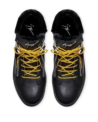 schwarze hohe Sneakers aus Leder von Giuseppe Zanotti