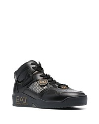 schwarze hohe Sneakers aus Leder von Ea7 Emporio Armani