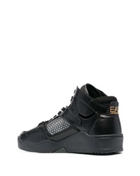 schwarze hohe Sneakers aus Leder von Ea7 Emporio Armani