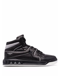 schwarze hohe Sneakers aus Leder von Valentino Garavani