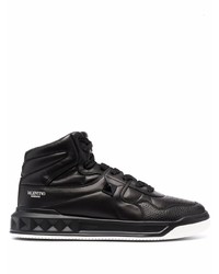 schwarze hohe Sneakers aus Leder von Valentino Garavani