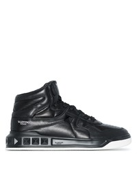 schwarze hohe Sneakers aus Leder von Valentino Garavani
