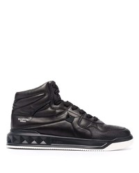 schwarze hohe Sneakers aus Leder von Valentino Garavani