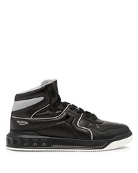 schwarze hohe Sneakers aus Leder von Valentino Garavani