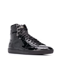 schwarze hohe Sneakers aus Leder von Saint Laurent