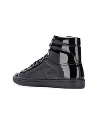 schwarze hohe Sneakers aus Leder von Saint Laurent