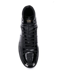 schwarze hohe Sneakers aus Leder von Saint Laurent