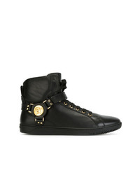 schwarze hohe Sneakers aus Leder von Versace Collection