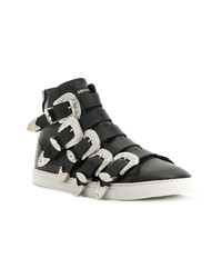 schwarze hohe Sneakers aus Leder von DSQUARED2