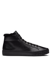 schwarze hohe Sneakers aus Leder von Prada