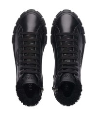 schwarze hohe Sneakers aus Leder von Prada