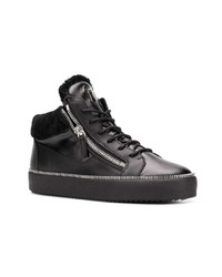 schwarze hohe Sneakers aus Leder von Giuseppe Zanotti Design