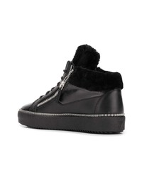 schwarze hohe Sneakers aus Leder von Giuseppe Zanotti Design