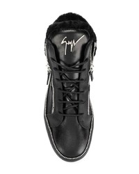 schwarze hohe Sneakers aus Leder von Giuseppe Zanotti Design