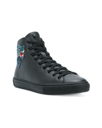 schwarze hohe Sneakers aus Leder von Gucci