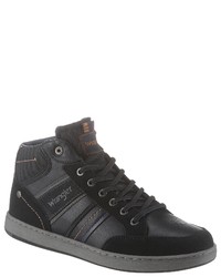 schwarze hohe Sneakers aus Leder von Wrangler