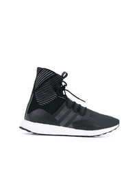 schwarze hohe Sneakers aus Leder von Y3 Sport