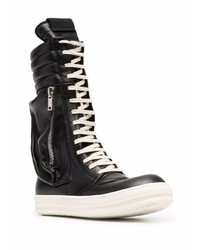 schwarze hohe Sneakers aus Leder von Rick Owens