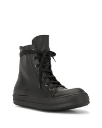 schwarze hohe Sneakers aus Leder von Rick Owens