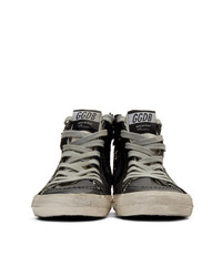 schwarze hohe Sneakers aus Pailletten von Golden Goose