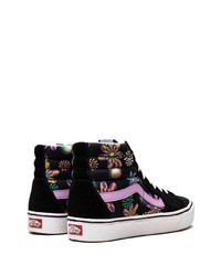 schwarze hohe Sneakers aus Segeltuch mit Blumenmuster von Vans