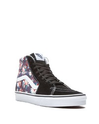 schwarze hohe Sneakers aus Segeltuch mit Blumenmuster von Vans