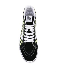schwarze hohe Sneakers aus Segeltuch mit Karomuster von Vans