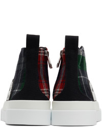 schwarze hohe Sneakers aus Segeltuch mit Karomuster von Dolce & Gabbana