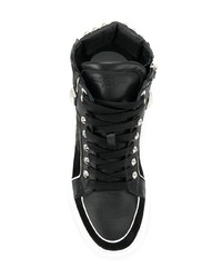schwarze hohe Sneakers aus Segeltuch mit Leopardenmuster von Zadig & Voltaire