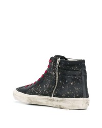 schwarze hohe Sneakers aus Segeltuch mit Sternenmuster von Golden Goose