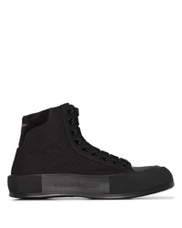 schwarze hohe Sneakers aus Segeltuch von Alexander McQueen