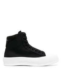 schwarze hohe Sneakers aus Segeltuch von Alexander McQueen