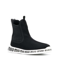 schwarze hohe Sneakers aus Segeltuch von Miu Miu