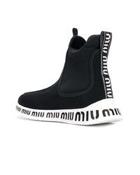 schwarze hohe Sneakers aus Segeltuch von Miu Miu